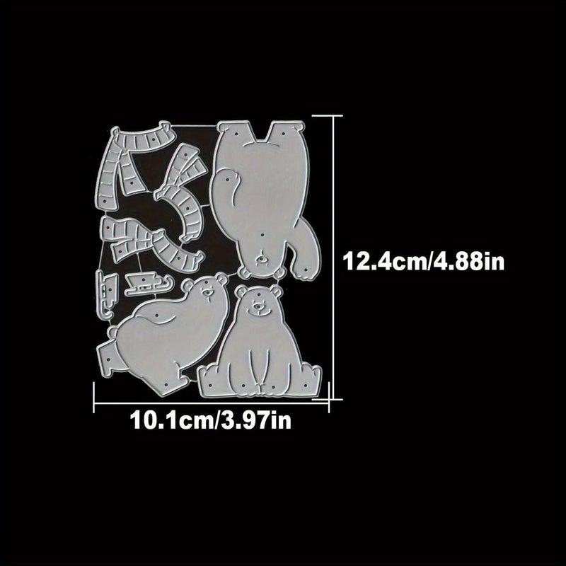Lapoo Festivals Metal Cutting Die for Scrapbooking - Christmas Cut Stencils for DIY Scrapbook Photo Album Decorative Paper Card, Card Making Supplies, Embossing (Three Polar Bears 4.9 x 4 in) - Image 2